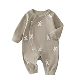[Utsukusi] ベビー服 長袖 綿 ロンパース カバーオール 前開き 赤ちゃん 新生児服 春 秋 冬 出産祝い 男の子 女の子 (グレー, 59)