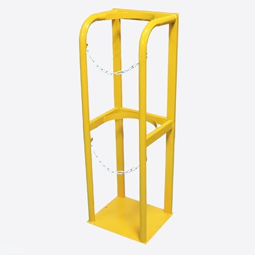 Oxygen Cylinder Rack, Durable Fixed Shelf with Safety Chains, Floor Mountable Bracket for Medical Tanks, Universal for Home Use