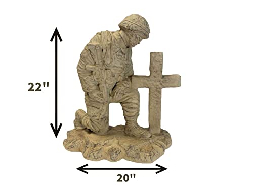 Estatua Soldado Arrodillado junto a Cruz 22 pulg miniatura 5