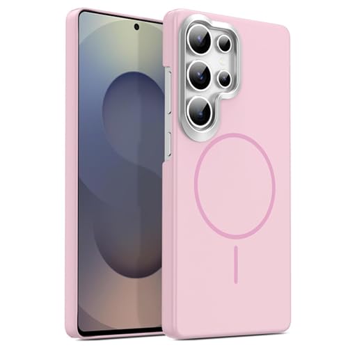 Coque Samsung S26 Plus finition givrée haut de gamme avec stand rose