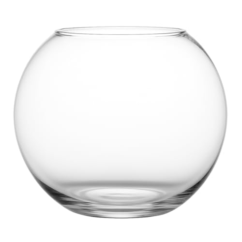 Floralcraft® 20cm Glass Fish Bowl Vase – Clear Round Decorative Vase for Wedding Centrepieces, Floating Candles, Terrariums & Floral Displays