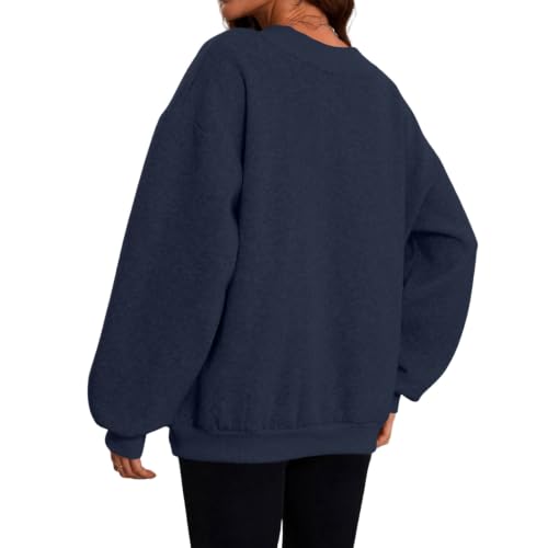 Womens V Neck Sweatshirt Oversized Fleece Sweat Shirts Winter Outfits - image 5