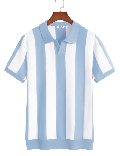Image of COOFANDY Men's V Neck Short Sleeve Stretch Knit Polo Shirt