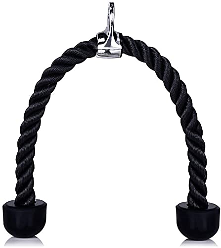 Golden Flock Deluxe Tricep Rope Cable Attachment, Exercise Machine Attachments Pulley System Gym Pull Down Rope with Carabiner (B0999R4VT6) Amazon Price History, Amazon Price Tracker