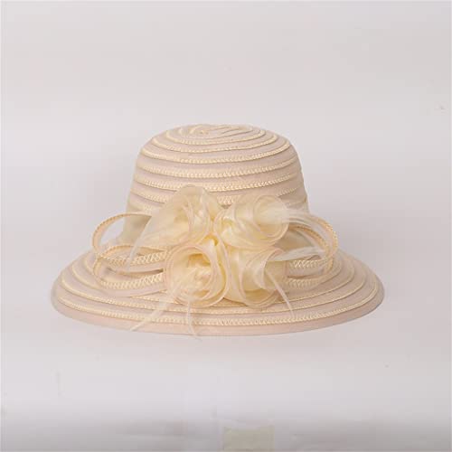 Chapeau de soleil à grand bord YXWYXWA haut de gamme avec calotte bombée pour femme