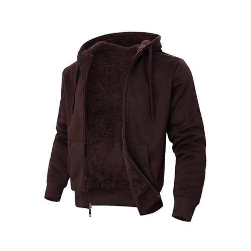 Image of TanBridge Plaid Flannel Hoodie Sherpa Fleece Lined Shirt Jacket Cotton Hoodies Zip Up Winter Warm Coat