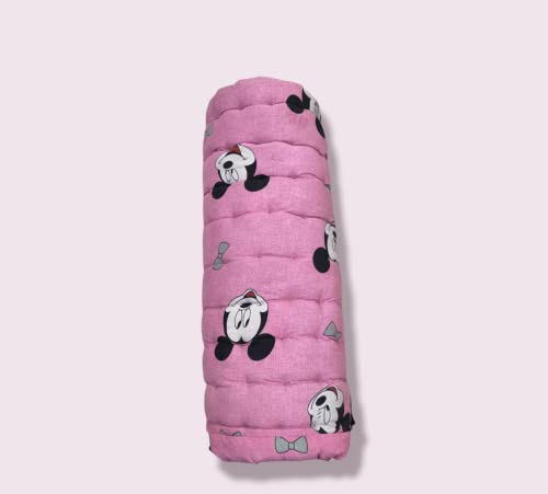 Image of Deevine Craft Soft Cotton Quilt | Foldable Movable Picnic Light Weight Filled Single Firm Mattress| Gadda (3D Design Printed, 1 Sleeping Capacity, 3 x 6 ft or 72 x 36 Inches) (Pink Mouse)