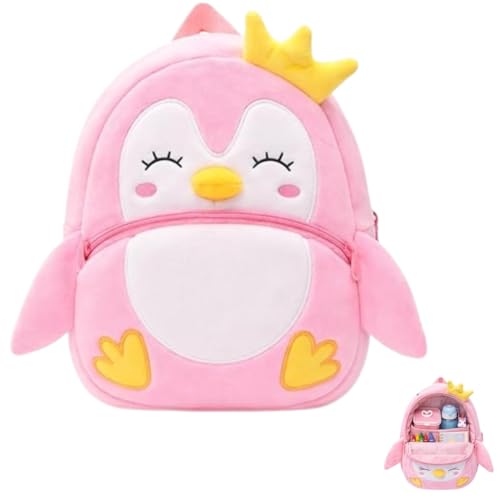 Image of Cartoon Plush Kids School Bag 2-6 Years | Soft Toy Backpack for Boys & Girls | Toddler Nursery Preschool Bag | Lightweight Adjustable Straps