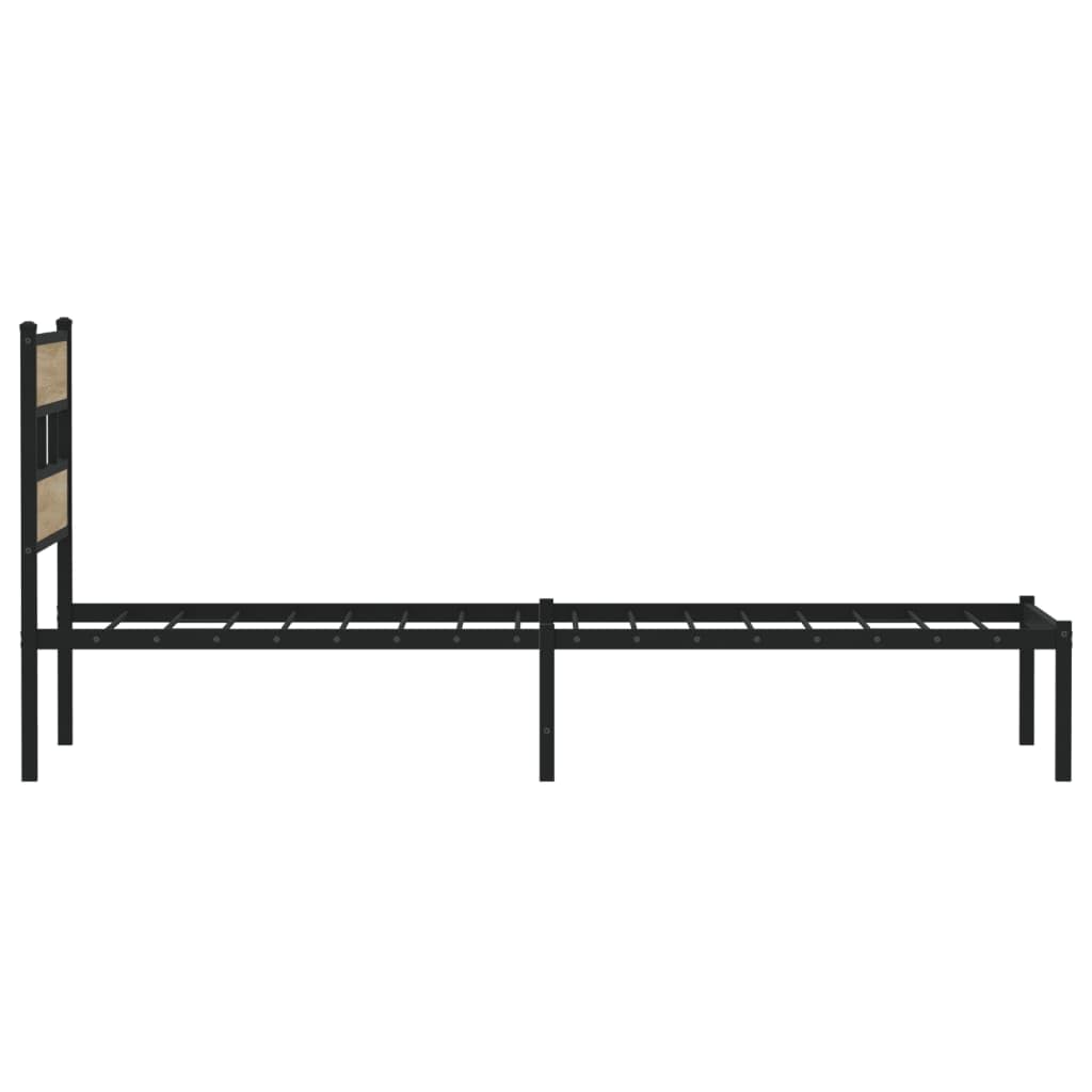 vidaXL Giroletto Senza Materaso in Metallo Rovere Sonoma 100x200 cm, giroletto con testiera, Struttura Letto, Telaio Letto