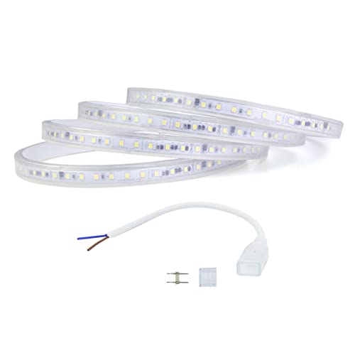 G.W.S® 1M High Voltage AC 220V-240V 2835 LED Strip Light with Wire Set, Neutral White 4000K, IP65 Waterproof, Cuttable Every 10CM
