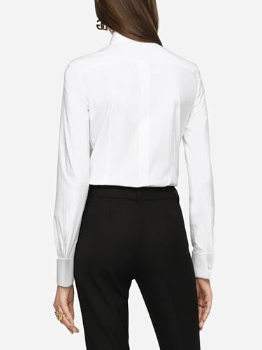 SUNNOW Women's White Tuxedo Button Up Shirt Long Sleeve Bib Collar Blouse Dressy Casual Tops4