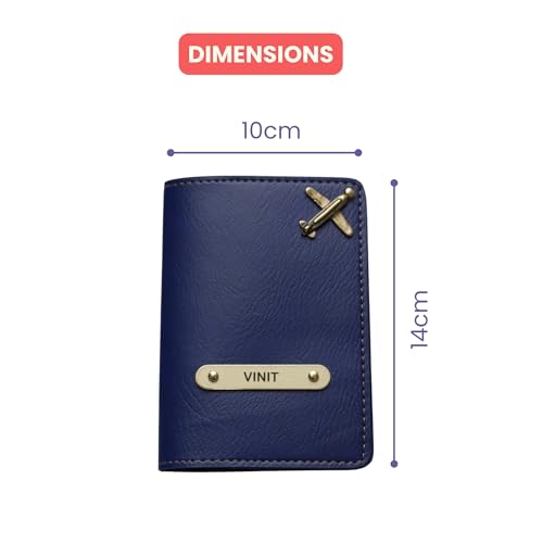 Image of YOUR GIFT STUDIO Customized Passport Holder | Personalised Passport Cover Wedding Anniversary Marriage Gifts for Couple Friend Husband Wife (Blue)