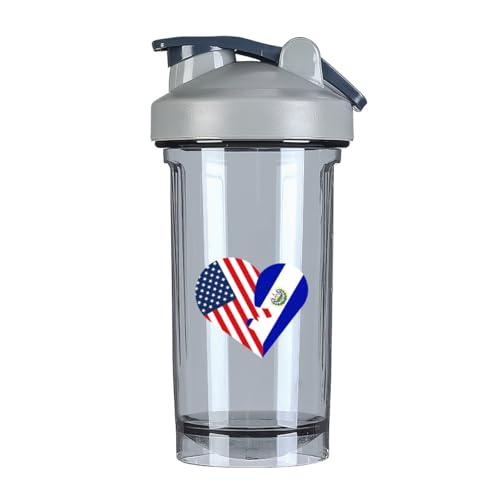 Hearts America USA And El Flag 18 Ounce Shaker Cup,Fashion Theme Pattern Shaker Bottle Leak-proof Workout Shake Bottles 500ML/18 oz Perfect for Pre Workout