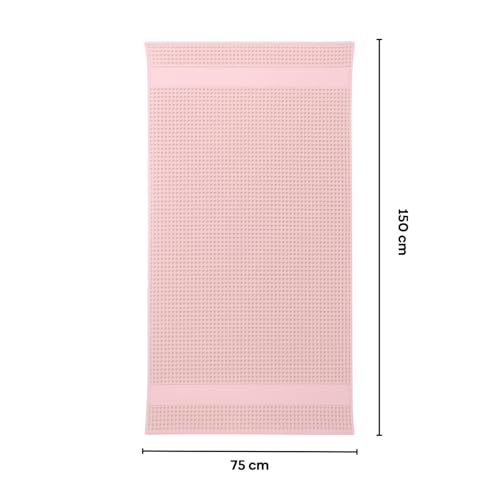 Image of haus & kinder Maple Waffle Bath Towel | Honeycomb Bathing Towels | 100% Cotton Towel for Men, Women | Gym Towels, Spa Towel | Ultra Absorbent Towel | 220 GSM | Quick Dry Solid Dusty Rose, 75x150 Cm