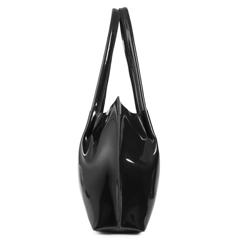 Image of Carrylux Casual Patent Synthetic Leather Tote Bag, Handbag for Ladies