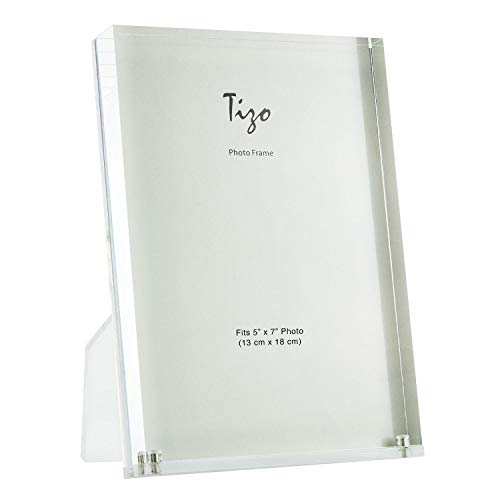 TIZO Design Vertical 5x7 Lucite Picture Frame Durable 1 Inch Thick Clear Lucite & Magnetic Closures Elegant & Practical Boutique Quality Photo Frame (Multiple Colors Available)