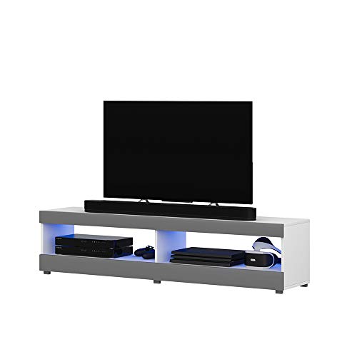 Preisvergleich Produktbild Selsey TV-Lowboard, Weiß Matt / Grau Hochglanz, 100 cm