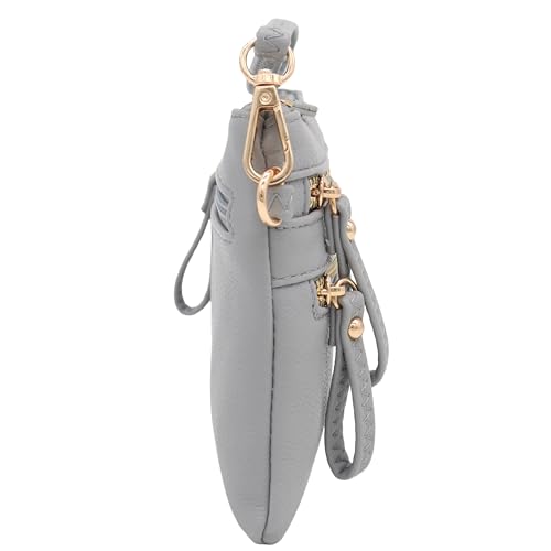 Image of FashionPuzzle Multi Zipper Pocket Small Wristlet Crossbody Bag