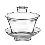 Milisten Tazón de Té Espeso de Vidrio Transparente con Tapa Resistente al Calor para Preparación y Servicio de Té Estilo Chino en Casa y Oficina Compacta y Portátil