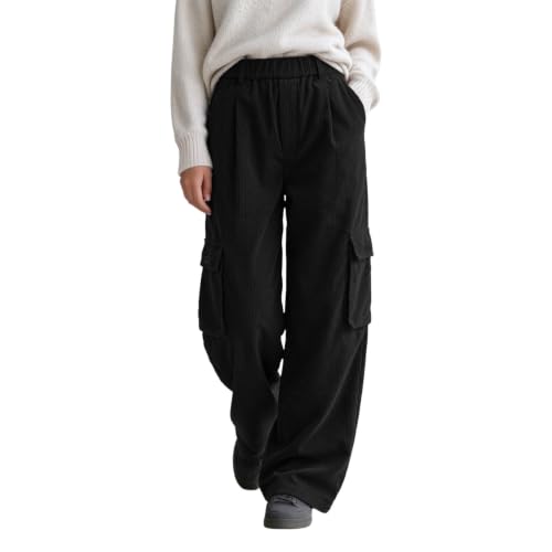Corduroy Cargo Pants Women | Loose Fit Elastic Waist Casual Wide Leg Pants - image 7