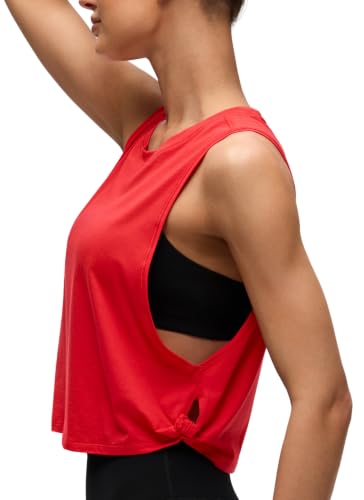Image of CRZ YOGA Pima Cotton Dropped Armhole Tank | Workout, Naturally Soft, Loose Fit, Crop, Crewneck, Knotted Sides, Sleeveless Tops for Women