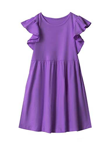 DaniChins Girl Casual Flutter Sleeve Dress with Pockets