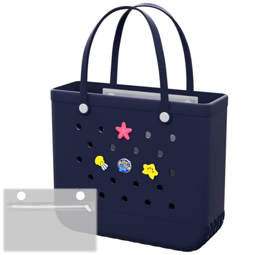 Medium Rubber Tote Bag Rubber Beach Bag, Washable Durable Beach Tote, Lightweight, Waterproof Sandproof