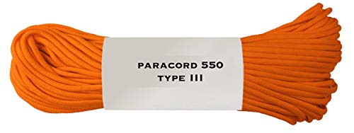 Image of 50ft 550 Cord Paracord Parachute Survival Cord (Orange)