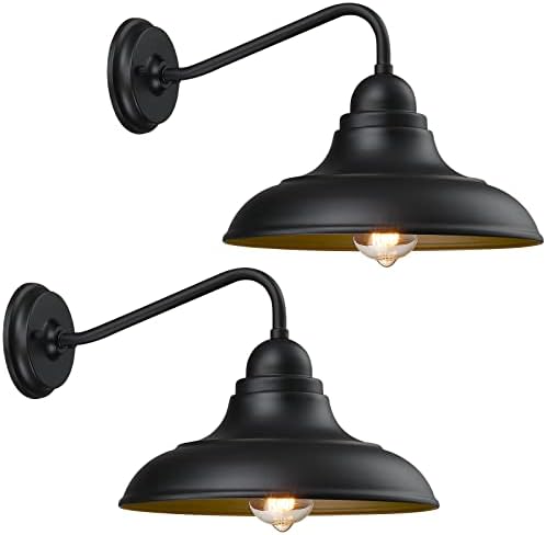 FLQMYQ Outdoor Wall Lights Wall Mount for House Farmhouse Outdoor Wall Sconce Black Outside Wall Lantern Classic Barn Lights Outdoor & Indoor, 12"，2 Pack