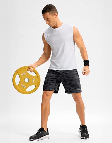 Image of Pudolla Men's Running Gym Shorts with Zipper Pockets 5 inch /7 inch / Lightweight Quick Dry Running Workout Athletic Short
