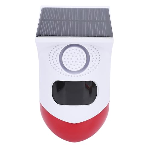 Hamwesh Alarma con Sensor de Movimiento Solar, Sonido de 120 DB, Sirena de Seguridad Exterior Impermeable IP67 con ángulo de Detección de 110° y Control Remoto para Uso en Exteriores e Interiores