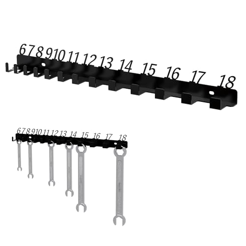 Metal Wrench Organizer Wall Mount for 13 Wrenches (6mm-18mm)