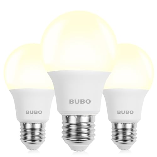 Image of BUBO A19 LED Light Bulbs, 40 Watt Equivalent LED Bulbs, Natural White 3500K, 550 Lumens, E26 Standard Base, Non-Dimmable, 5W Natural White LED Bulbs for Bedroom Living Room Home Office, 3 Pack