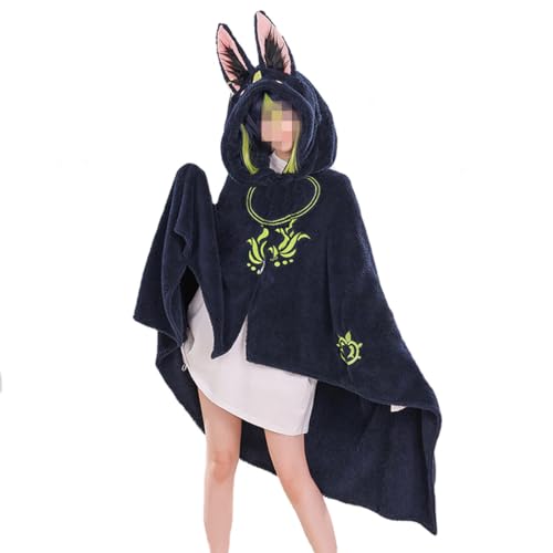 Cosplay Air Conditioning Blanket Anime Cosplay Hooded Cloak Shawl Wrap Nap Quilt Hooded Cloak [Tighnari One Size]