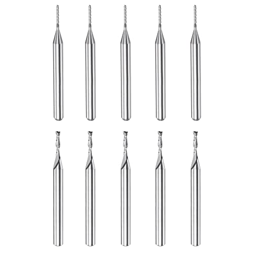 Image of uxcell End Mill Engraving Bit Set, 1 /8 inch Shank 0.8mm 1.5mm Dia, Solid Carbide Spiral Upcut Milling Cutter CNC Router Bits for PCB Acrylic PVC MDF Wood 15pcs