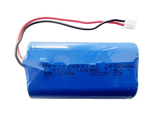 Betteryseler 1Pcs 7.4v Rechargeable li-ion Batteries 2600mAh, 18650 2S1P Battery Pack Support 3C Continuous Discharge with 2.54 JST-XH Connector,19.24Wh/5.2A, Blue, 6.75 x 3.68x1.85cm (19.24Wh/5.2A)