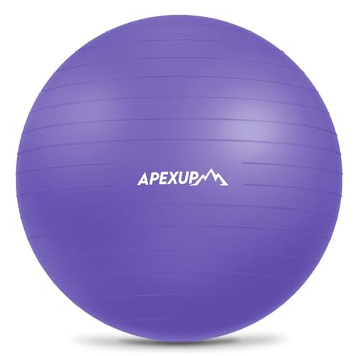 Image of APEXUP Yoga Ball Exercise Ball Anti Slip Heavy Duty for Fitness, Balance & Core Workout, Balance Training, Pregnancy & Physical Therapy, 5 Sizes