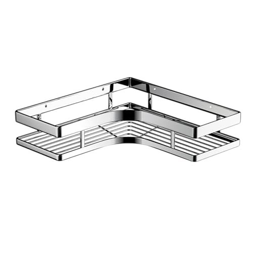 Jenngaoo Estante esquinero de baño, de acero inoxidable, sin taladrar, para montar en la pared, cesta de almacenamiento de ducha con adhesivo sin rastro para ducha, inodoro, dormitorio, cocina