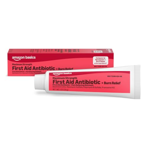Amazon Basics First Aid Antibiotic Burn Relief, Maximum Strength Triple Antibiotic Ointment, 1 ounce (pack of 1) (Previously Amazon Basic Care) - image 1