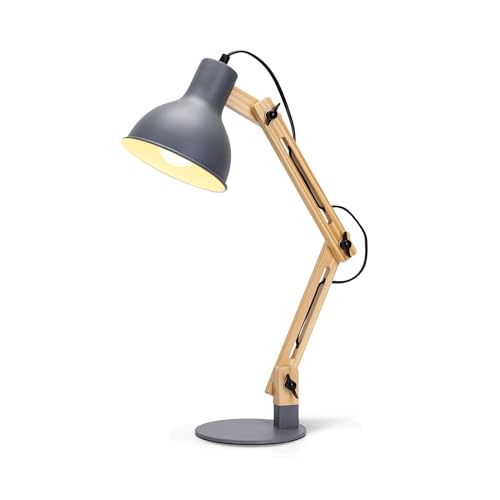 【Materiale di alta Qualità】Il corpo della lampada da scrivania retrò è realizzato in legno naturale, ottima fattura, senza additivi chimici.
