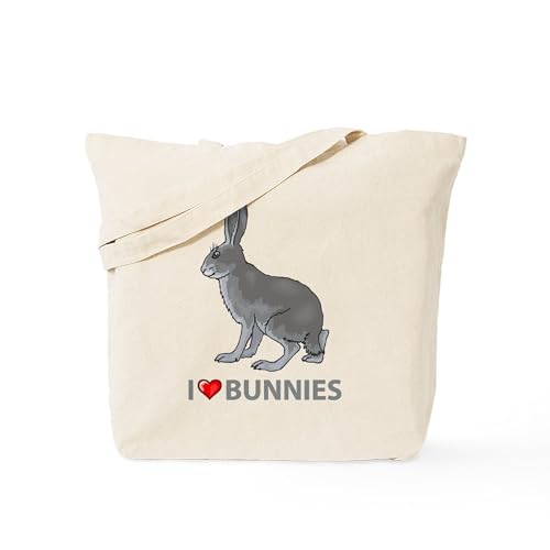 CafePress I Love Bunnies Tote Bag Natural Canvas Tote Bag, Reusable Shopping Bag