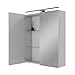 Produktbild Planetmöbel ARIA Spiegelschrank Bad mit Beleuchtung 60 cm breit | Badschrank hängend mit Spiegel | Weiß Grau, mit Leuchte und Steckdose, Spiegelschrank Gäste WC 60 x 70 x 16 cm