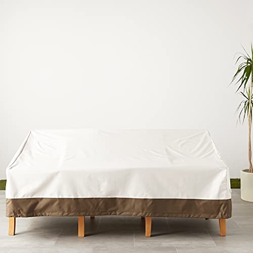 Image of Amazon Basics 3-Seater Outdoor Couch and Patio Furniture Cover, Waterproof Lounge Sofa Cover, UV Resistant, Click-Close Straps, 78 inch x 38 inch x 29 inch, Beige /Tan (Pack of 4)
