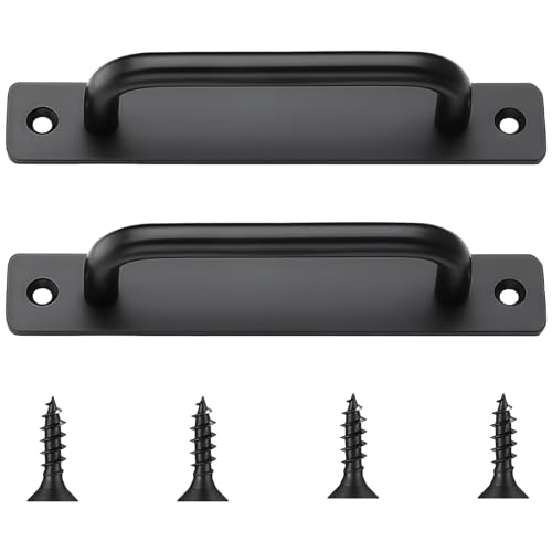 Xinsenke Schiebetür Griffe 2 Stück – 180 mm Scheunentor Türgriffe, Schwarz Edelstahl Türgriff mit 4 Schrauben für Schiebetüren, Balkontüren, Gartentore, Schränke, Innen- und Außenbereich
