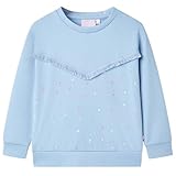 Kinder Sweatshirt Rundhalsausschnitt Langarmshirt Pullover Shirt Blau 140