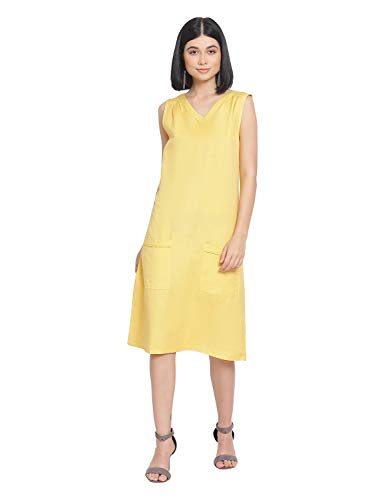 Image of oxolloxo Women Solid Sleeveless V-Neck Dresses