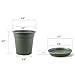 TRUEDAYS 10 PCS 1 Gallon Plastic Garden Flower Pots with Drainage Seeding Plant Container Nursery Pot with Saucers Green