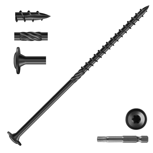 Image of #14 x 6 Inch Lag Screws (21Pcs) 1lb. Structural Wood Screw, Black, Carbon Steel, Washer Head, Rust Resistant epoxy Coated, T30 Star Bit