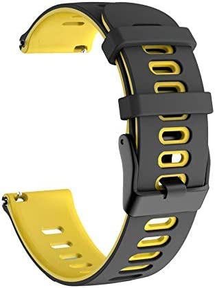 Fleshy Leaf Silicone 20MM Replacemen Bands Compatible with Amazfit GTS/GTS2/ GTS 3/GTS 2e/GTS 2 mini/GTS 4 mini/Bip U Pro/Bip/Bip Lite/Bip S/Bip S lite/Bip U/Bip 3/Bip 3 Pro Black Yellow - Image 4