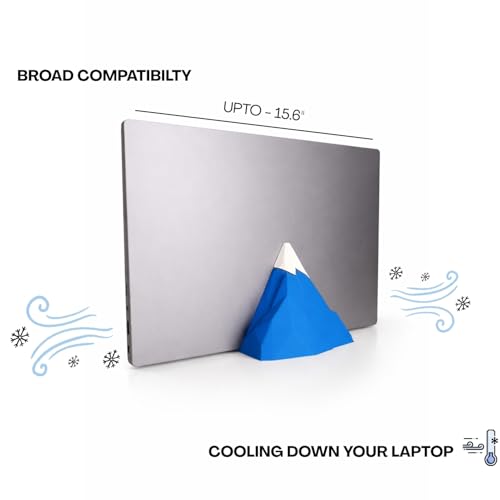 Image of Yellow Lab | Vertical Laptop Stand | Mountain Dock | Compatible with All laptops | Space-Saving Design | Compatible with MacBook, Samsung, Dell | White and Blue | (Light Blue | Cobalt | White Snow)